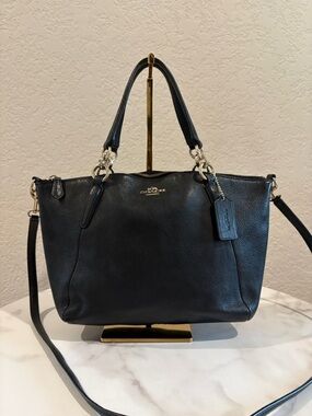 Coach Black Pebbled Leather Tote Crossbody Shoulder Bag